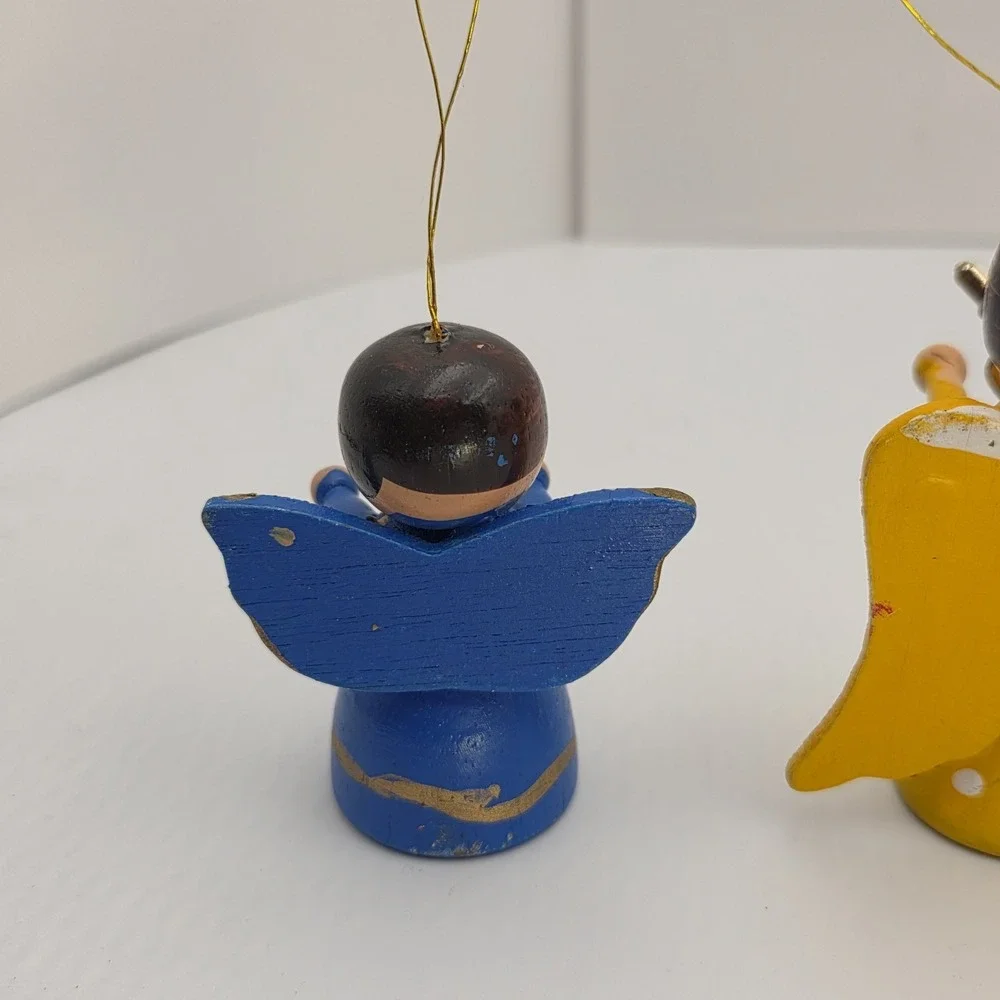 VTG Wood Angel Ornament Lot Hand Painted‎ Christmas Choir Missing Instruments